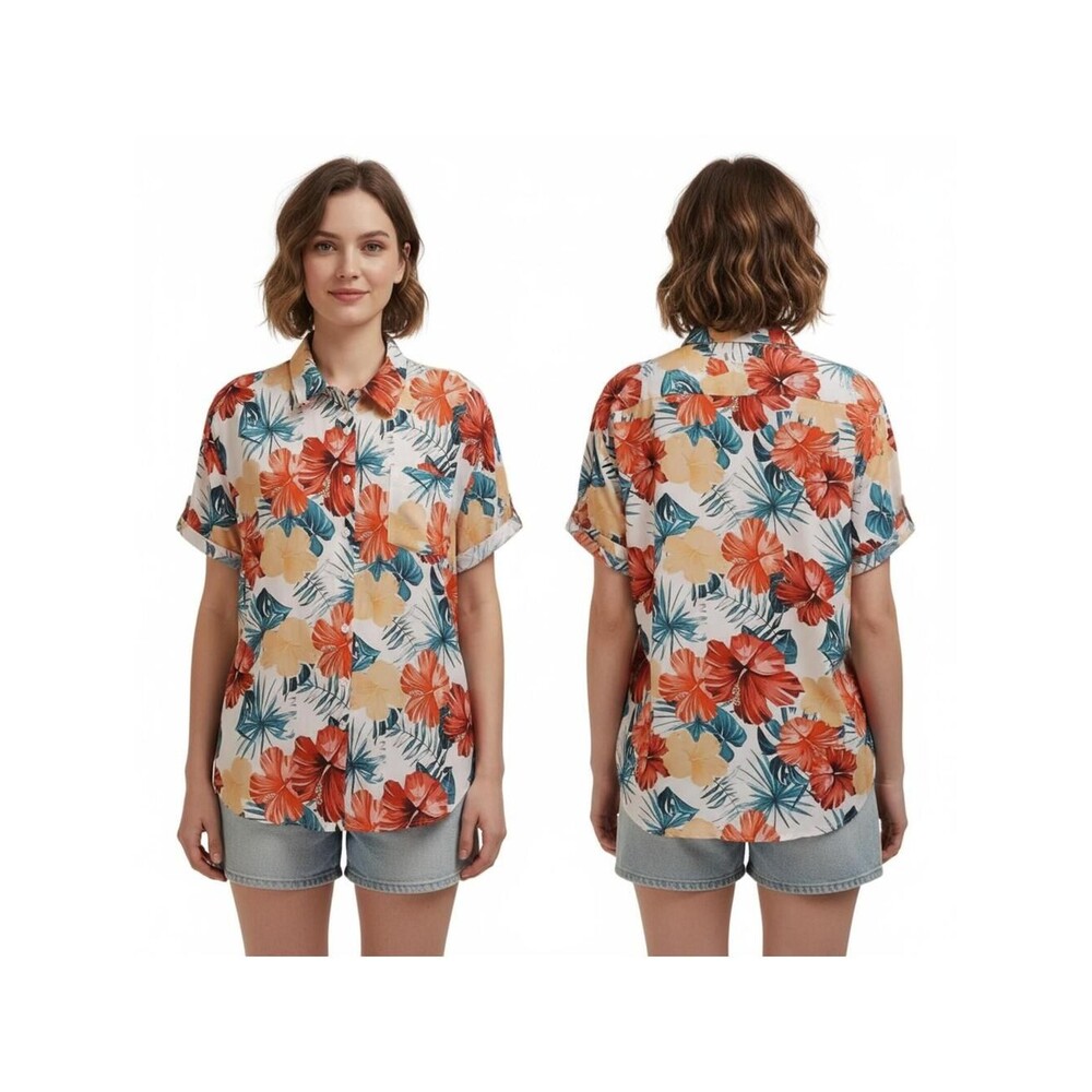 Lomon Tropical Floral Button Down Shirt